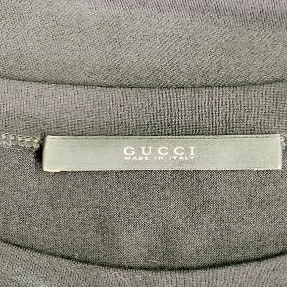 GUCCI Size L Black Studded Silk Dolman Sleeves Crew Neck T-shirt - Picture 5 of 7